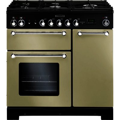 Rangemaster Kitchener 90cm Dual Fuel 81440 Range Cooker in Cream with Chrome trim and FSD Hob